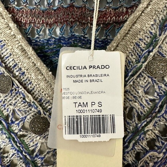 Cecilia Prado Crochet Lace Cold Shoulder V Neck Metallic Maxi dress - Picture 6 of 11